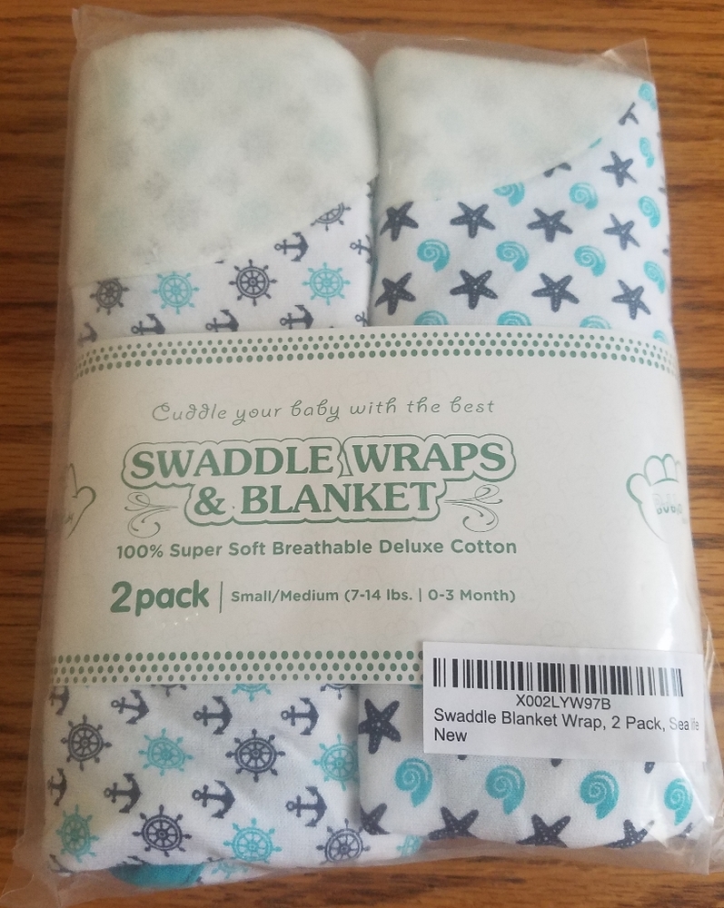 (2 sets) Bublo Baby Swaddle Wraps & Blanket 2 Pack Sea Life